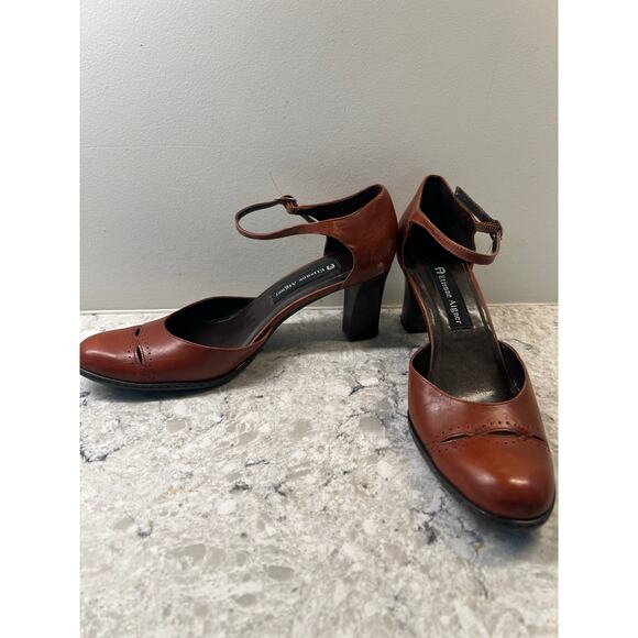Etienne Aigner Women's Leather Dress Heels Red Ankle Strap Size 8 JL - Picture 1 of 10
